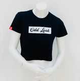 Women's Odd Look Brick Print - Flowy Cropped T-shirt